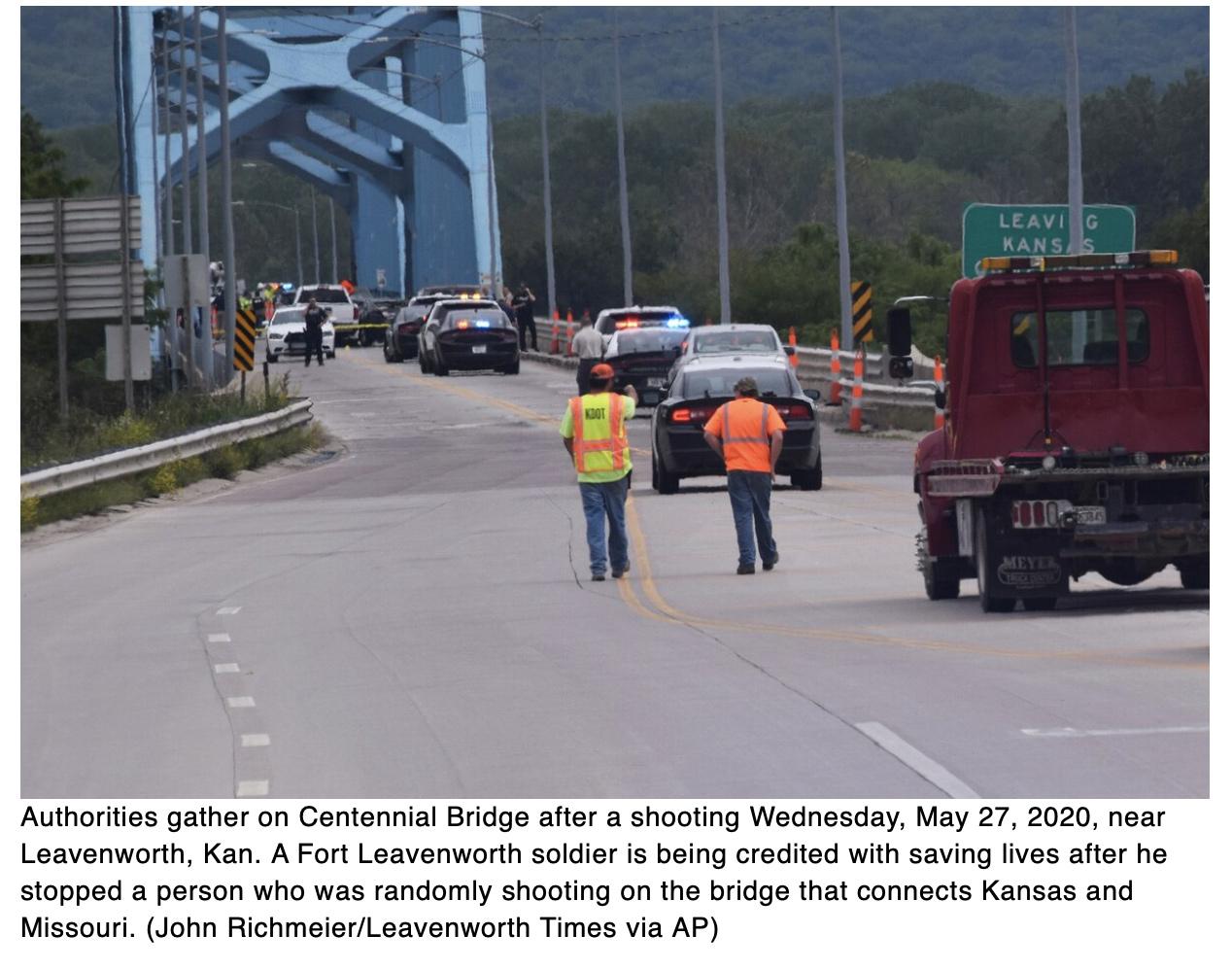  Police: Fort Leavenworth soldier saved lives by stopping shooter on bridge