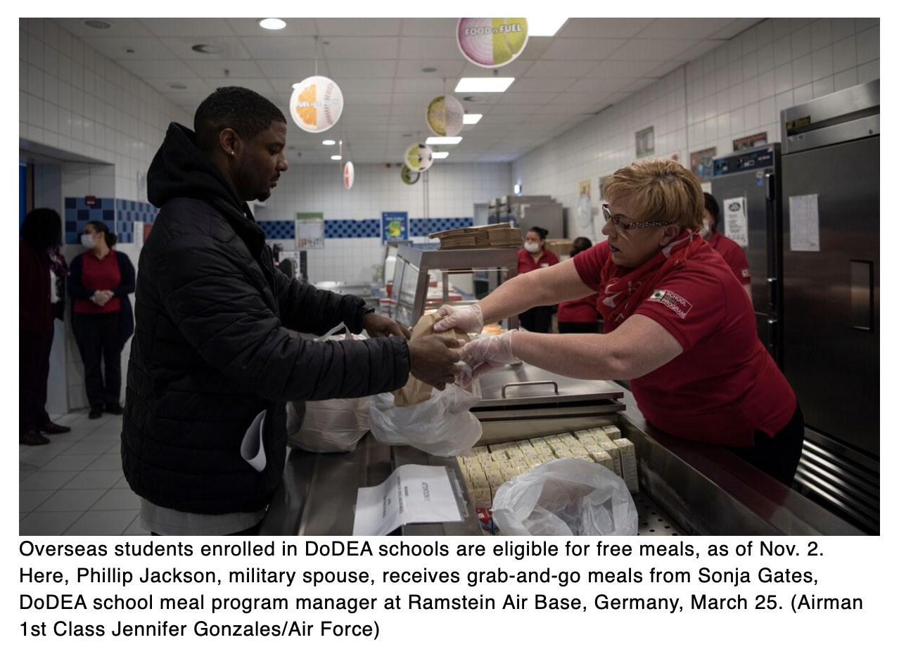  All overseas DoD school students will get free meals starting Nov. 2