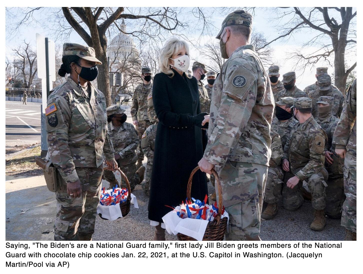  Jill Biden thanks Guard members with chocolate chip cookies