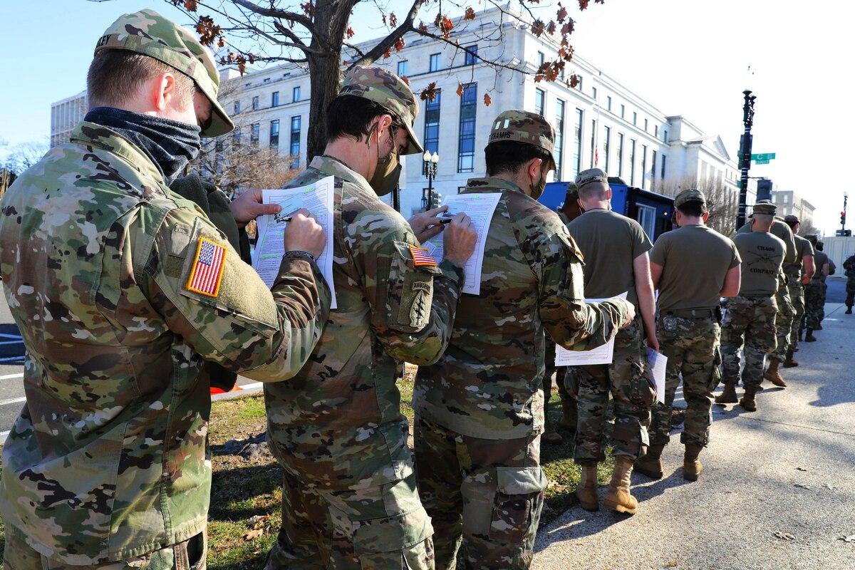 Maryland Army National Guardsmen fill out medical paperwork to receive the COVID-19 vaccine at the U.S. Capitol Complex in Washington on Jan. 14, 2021. (Sgt. Chazz Kibler/National Guard) Armyâ€™s own vaccine that could fight COVID variants begins clinical trials