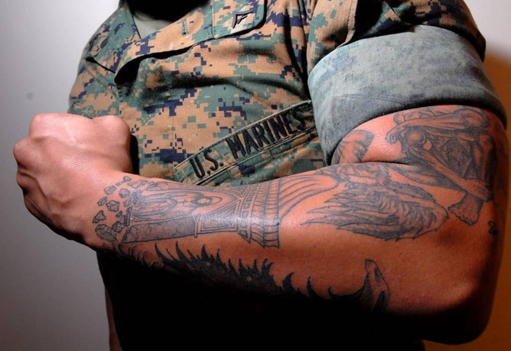 Marines have long wanted a more relaxed tattoo policy. (Alan Lessig/Staff) The Marine Corps may soon allow sleeve tattoos, among other ink policy changes