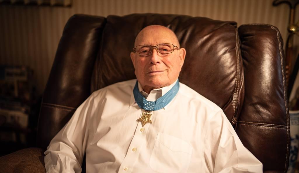 Woody Williams, at age 97, wearing the Medal of Honor he received for his actions on Iwo Jima. (J.D. Simkins/Staff) Last surviving WW2 Medal of Honor recipient Woody Williams dies at 98