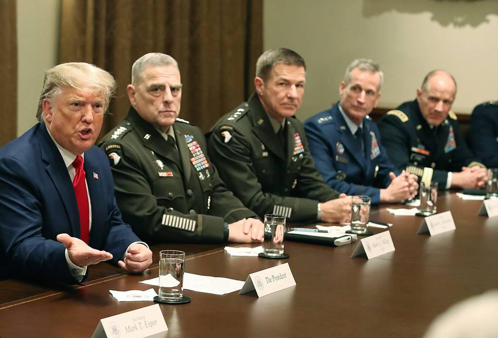 President Donald Trump speaks after getting a briefing from senior military leaders in the Cabinet Room at the White House on Oct. 7, 2019, in Washington. (Mark Wilson/Getty Images)