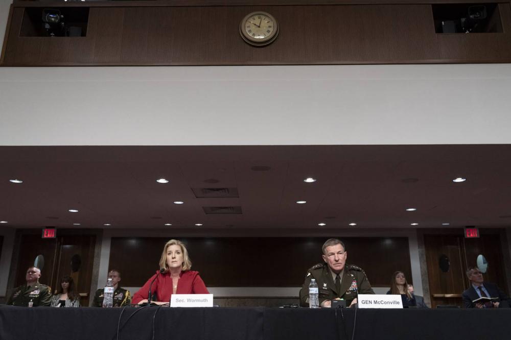 Enlarge Secretary of the Army Christine Wormuth, left, and Chief of Staff of the Army General J... 